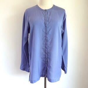 J.Jill Pure Jill is 100% Tencel Collarless Button Down Blue Periwinkle Size XS